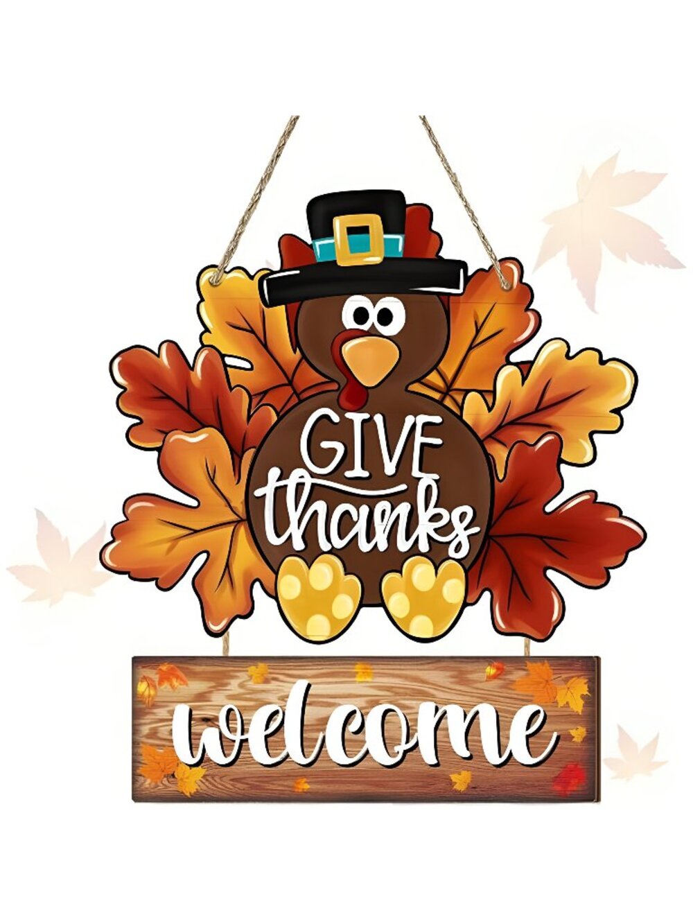 Thanksgiving Decoration Turkey Wooden Door Sign Hanging Fall Harvest Welcome